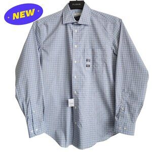 15.5 34/35 Blue Dress Shirt Jos A Bank Traveler New Yellow Check Tailored Fit Sz